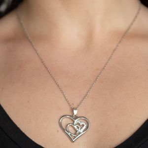 "Cupid Charm" -White Rhinestone Heart Necklace Set